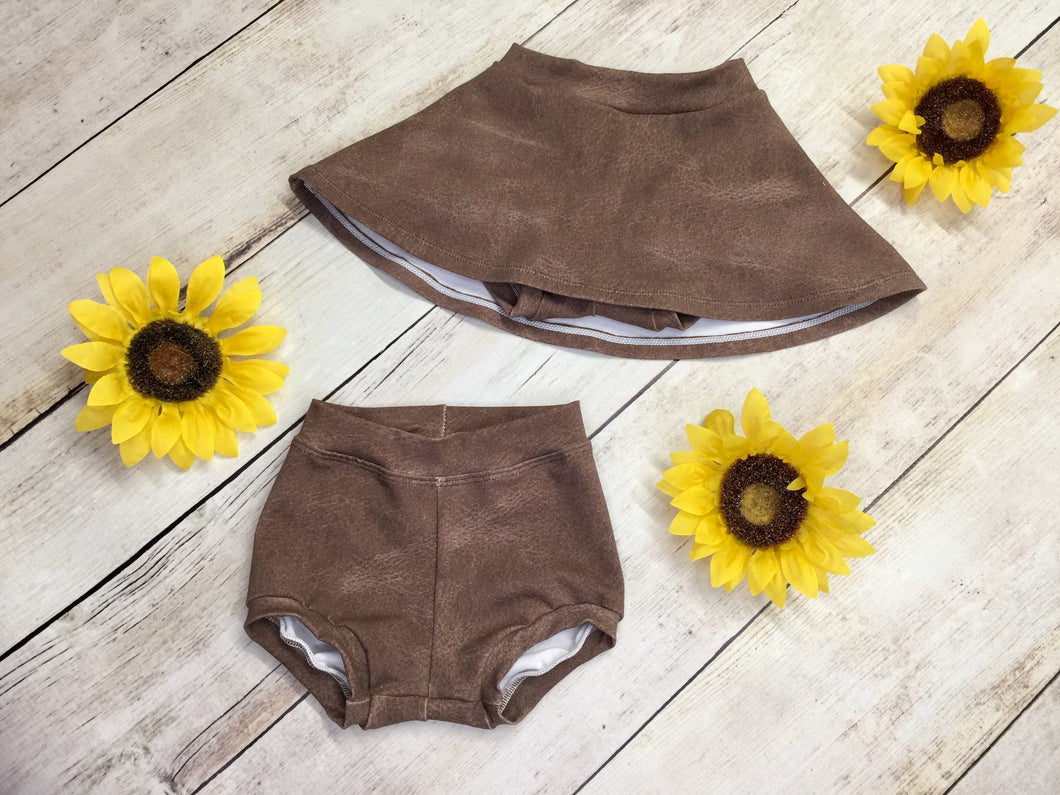 Leather Printed cotton Lycra Bummies 12 Months
