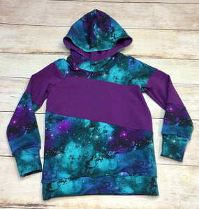 Teal and Purple Galaxy Around the Block Hoodie Size: 7