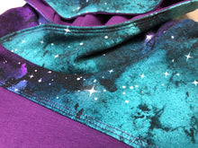 Load image into Gallery viewer, Teal and Purple Galaxy Around the Block Hoodie Size: 7