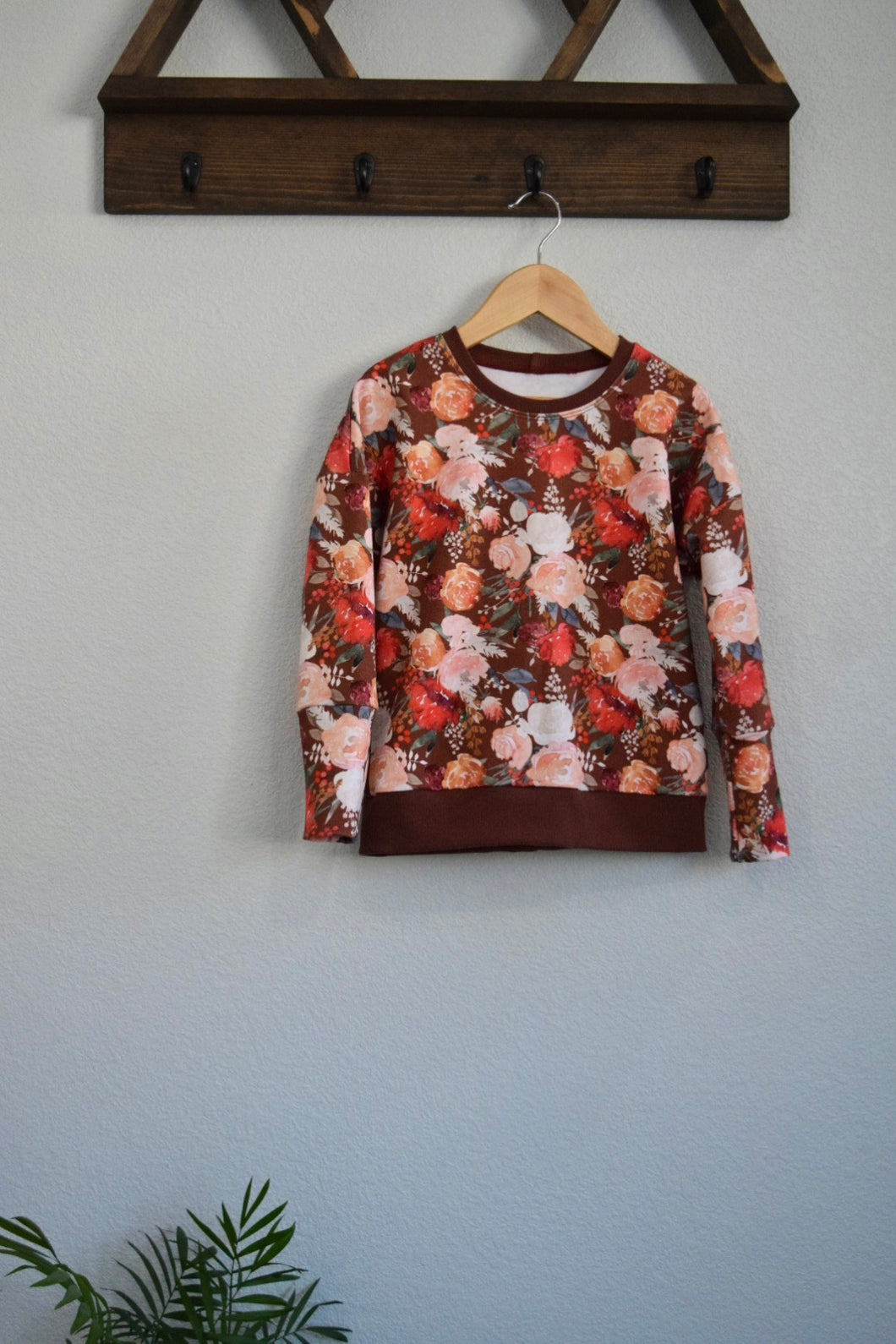 6-9yr  Grow With Me Floral Rust Slouchy Dolman