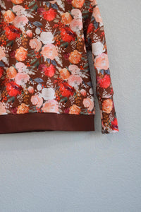 6-9yr  Grow With Me Floral Rust Slouchy Dolman