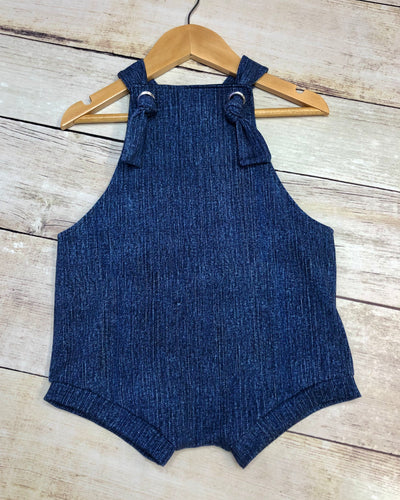 2T Faux Denim Knotted Overall Shorties