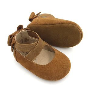 Camel Suede Bow-Back Soft Sole Shoes